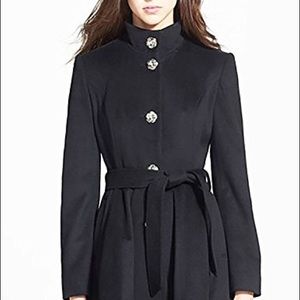 Betsey Johnson Belted Skirted Wool Blend Peacoat